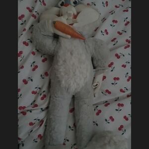 Mattel Gray and White Stuffed Animal with Carrot